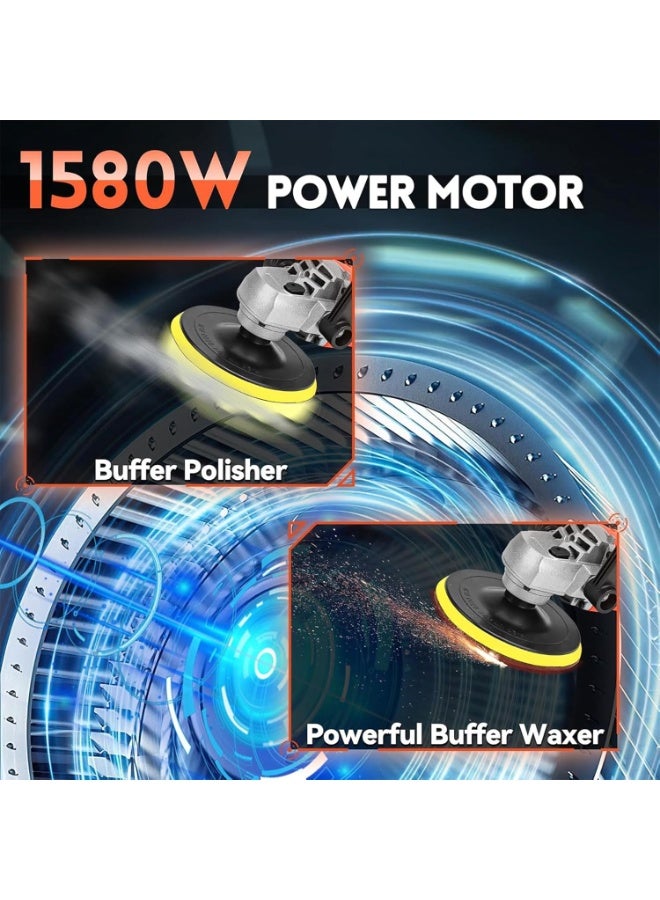 DUNISO Buffer Polisher,Powerful Waxer,Car Wax Buffer Machine,Rotary Polisher,Low Noise,7 Variable Speed,Equipped with Safety Axle Lock,for Car Waxing and Polishing Care,550-3300r/min,1580W - Image 2